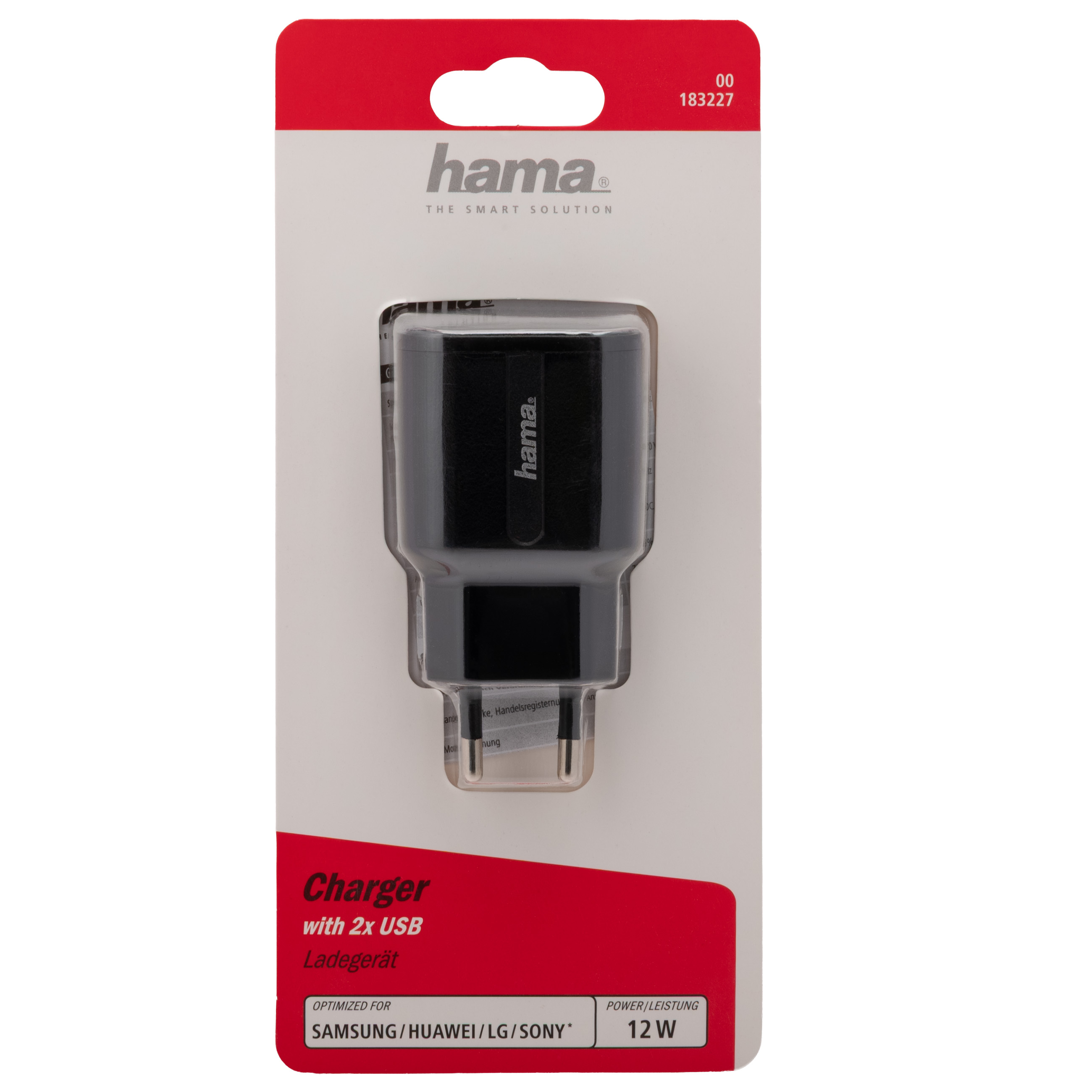 Hama Ladegerät 12W mit 2x USB-A