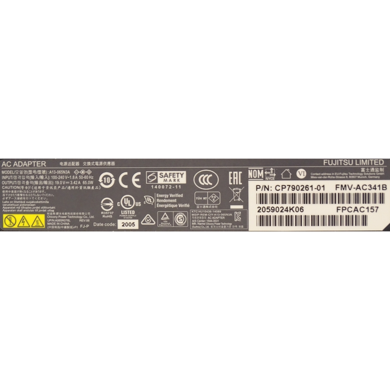 Fujitsu Netzteil 65 Watt (19V-3.42A) kleiner runder Stecker