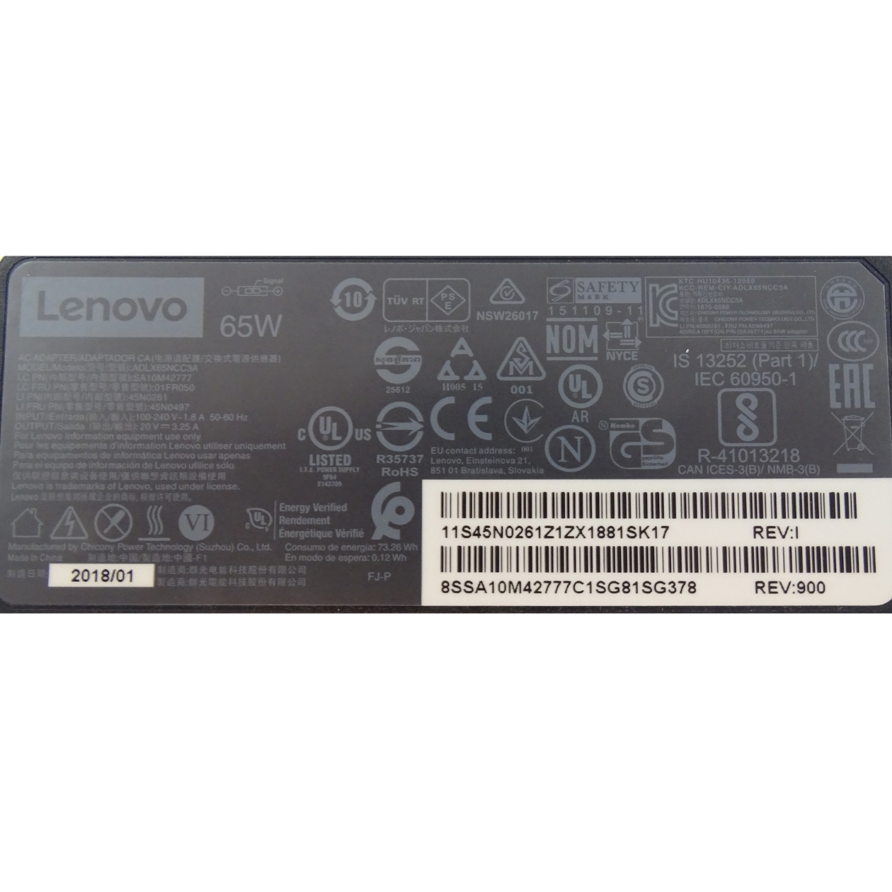 Lenovo Netzteil 65 Watt (20V-3.25A) Flacher Stecker